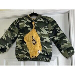 Epic Threads Boy Packabe Pals Jacket Camo Water Resistant Green Black Size 5 NWT